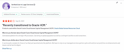 A G2 review about the steep learning curve for users